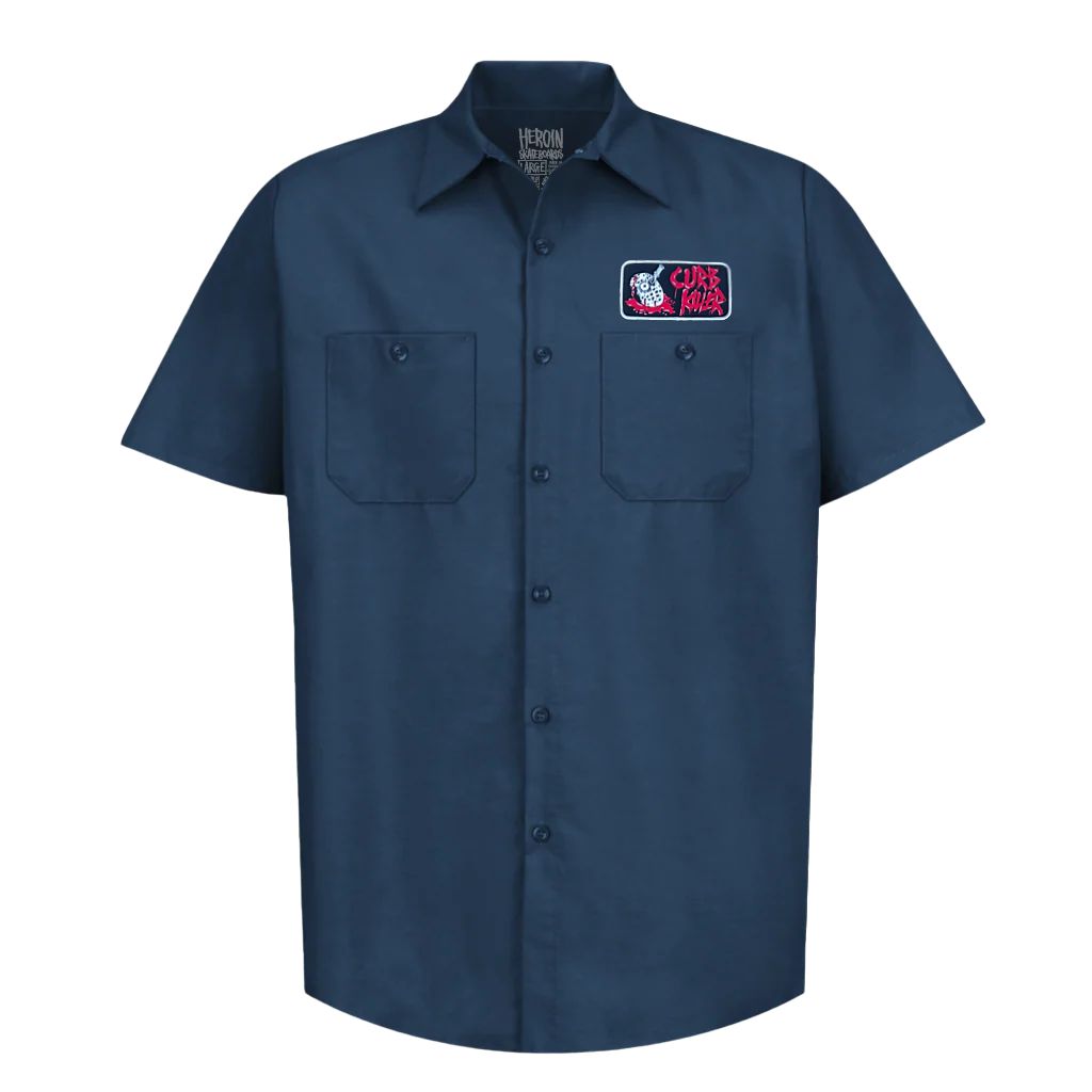 Heroin Curb Killer Navy Button Up S/s Work Shirt