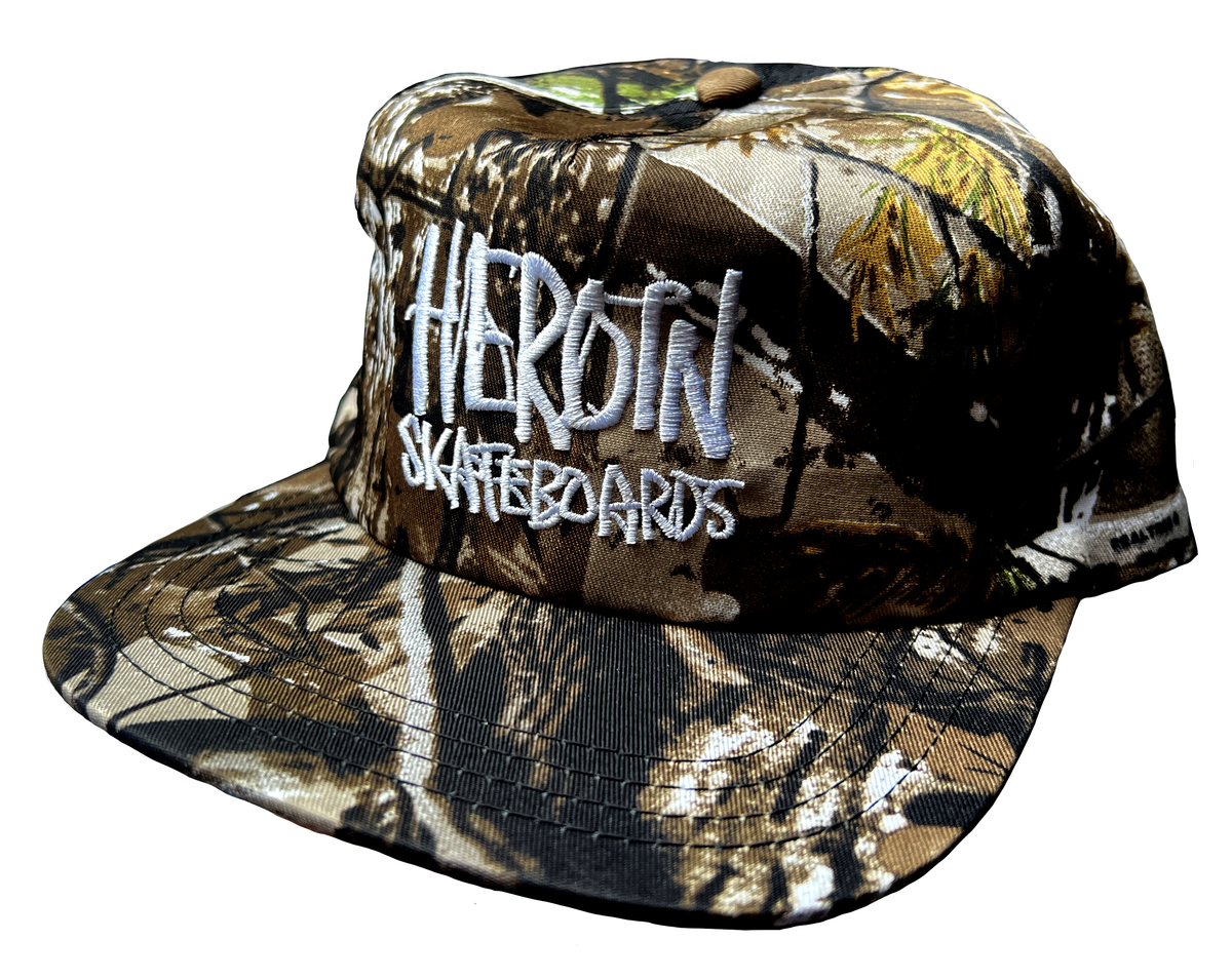 Heroin Script Camo Snapback Hat