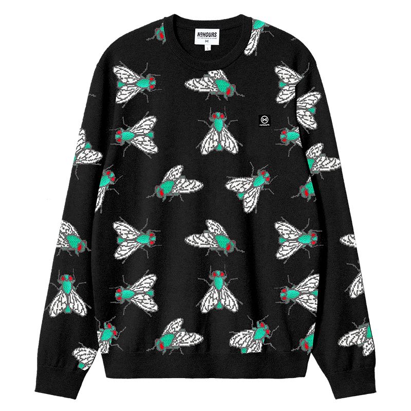No Hours Fly Paper Black Crewneck Sweatshirt
