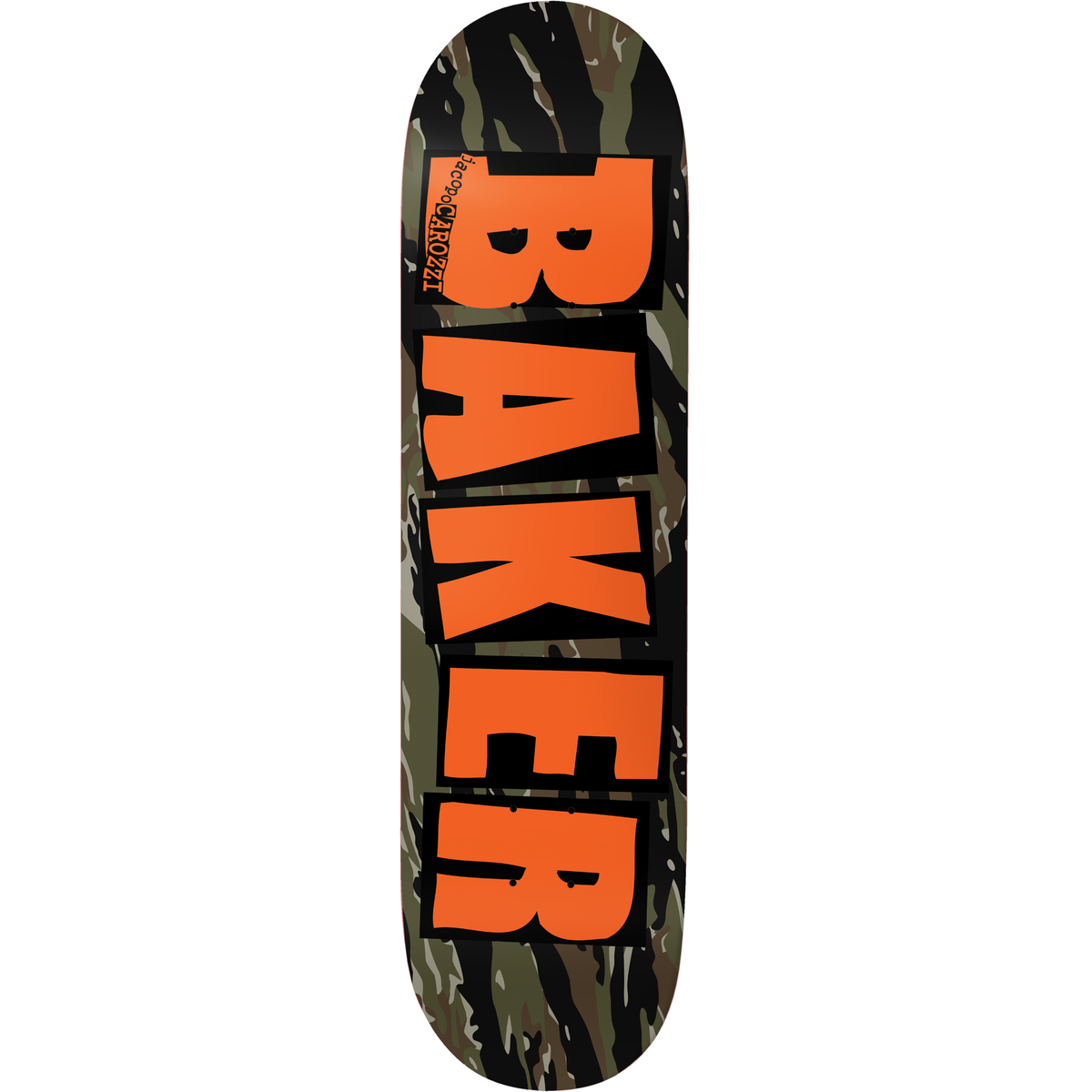 Baker Jacopo Carozzi Brand Logo Tiger Stripe Deck Twin 8.38 Skateboard Deck