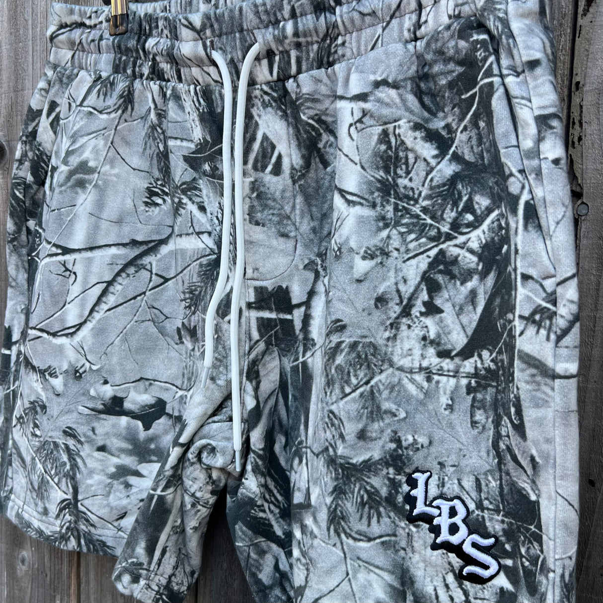 Long Beach Skate Co LBS Long Side Vintage Grey Wood Camo Volley Short