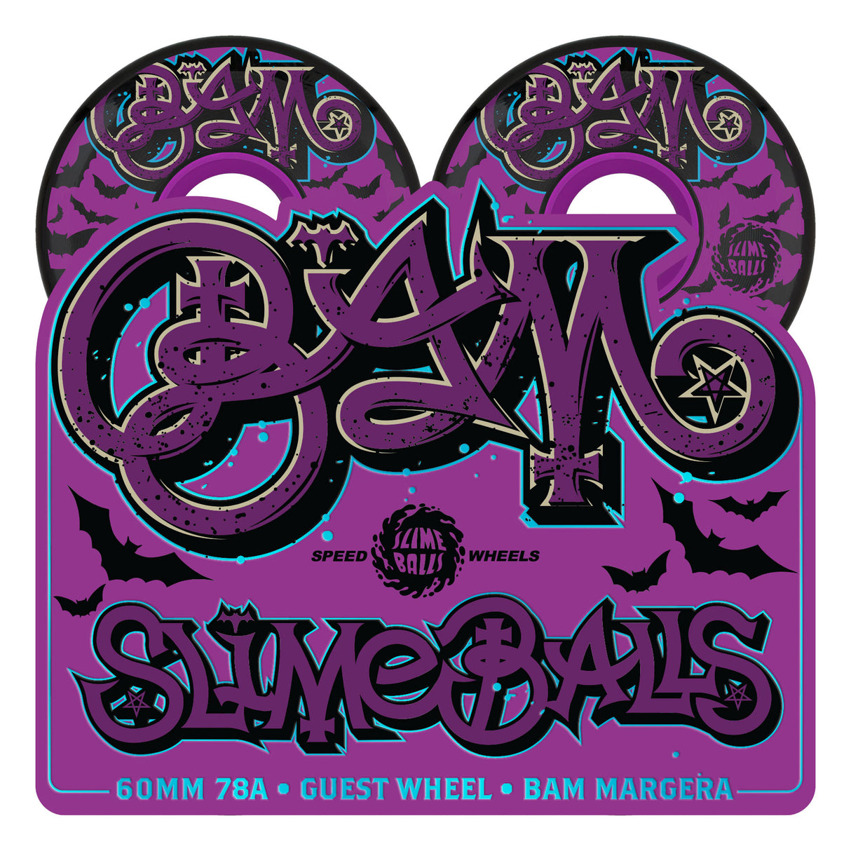 Slime Balls 60mm Bam Margera Guest OG Slime Black 78a Skateboard Wheels