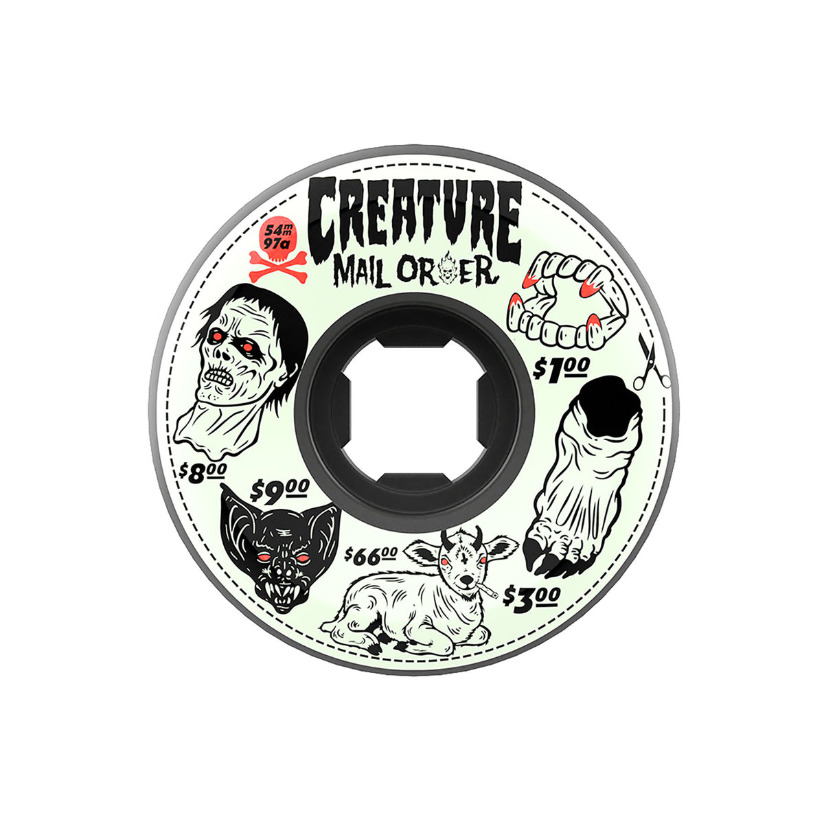 OJ Wheels 54mm Creature Mail Order Bloodsuckers Black 97a Skateboard Wheels