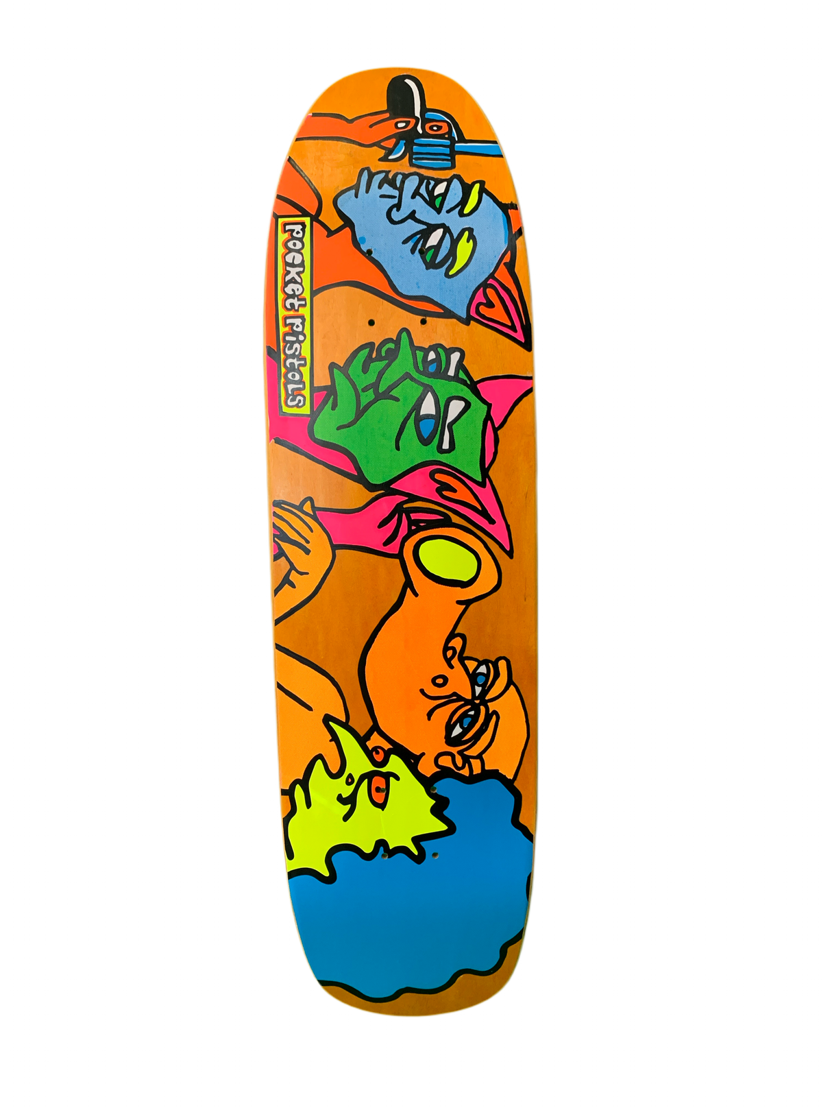 Pocket Pistols Masks Team Art by Ron Chatman Orange 8.75" Classic Skateboard Deck