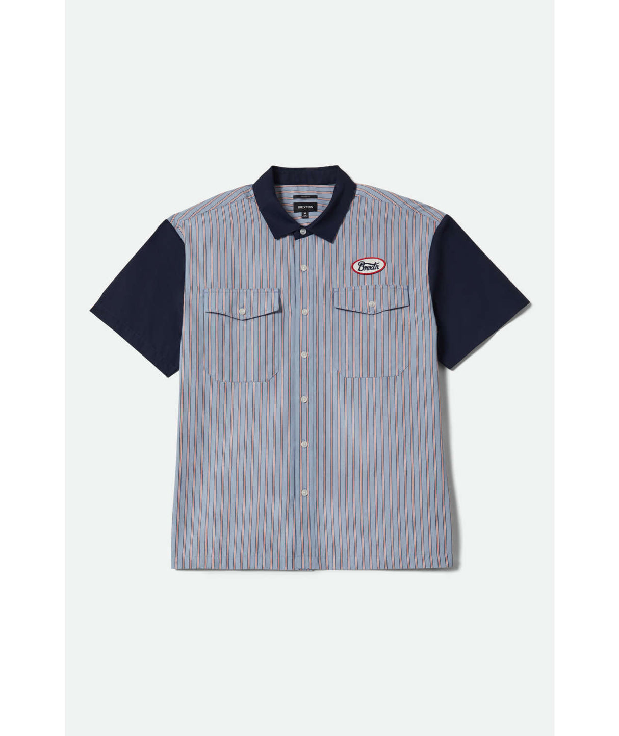 Brixton Builders Olson Blue Aura Stripe S/s Button Up Shirt