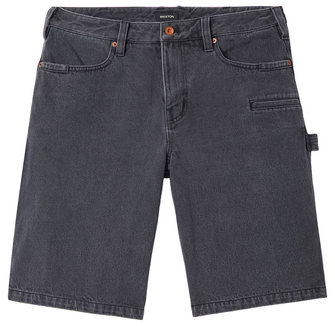 Brixton Builders Carpenter Washed Black Denim Baggy Shorts