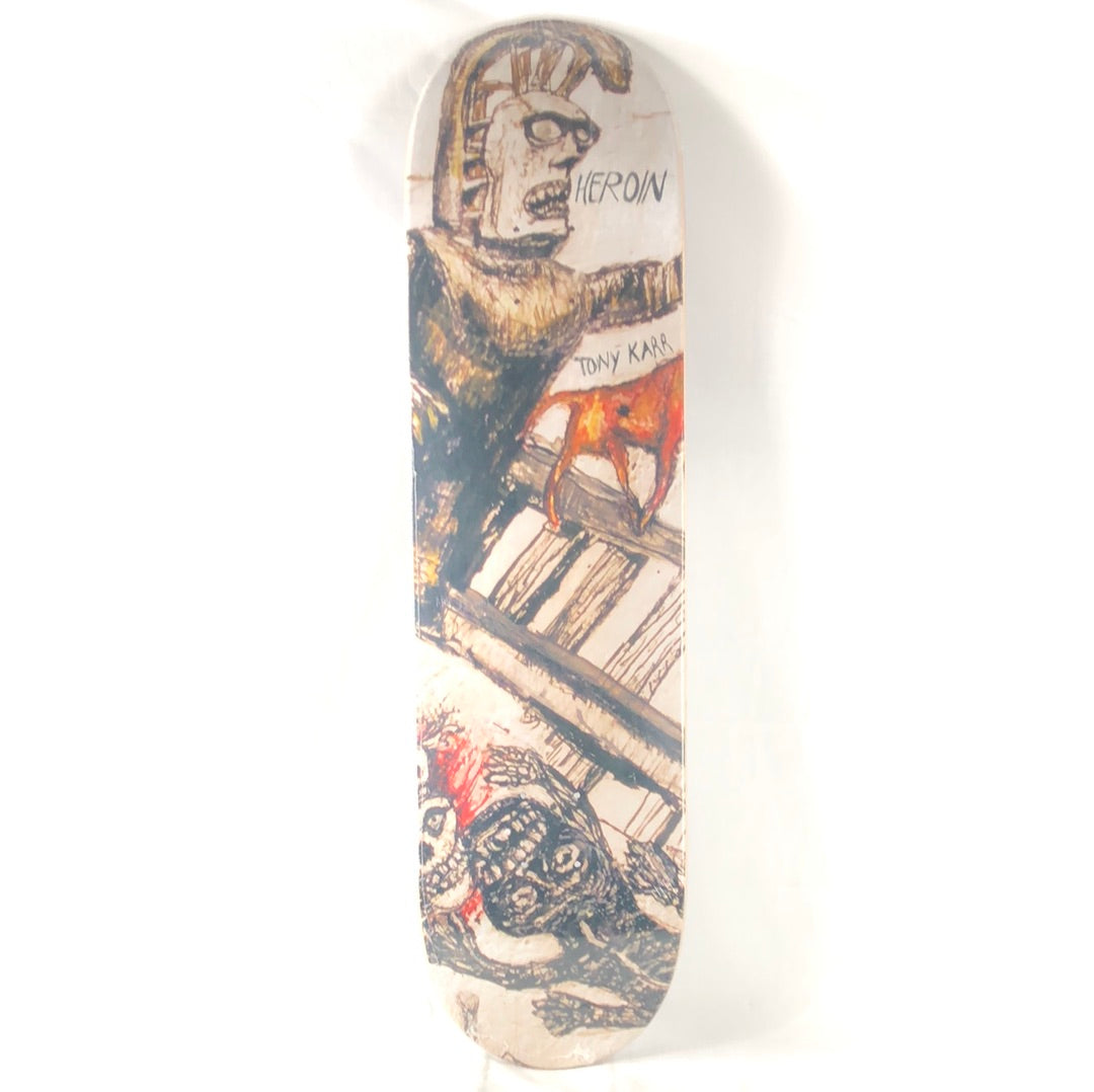 Heroin Tony Karr Enemy Ritual Graphic White/Black/Tan/Orange/Red Size 8.38 Skateboard Deck