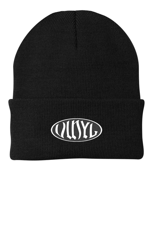 Vinyl Oval Black Beanie