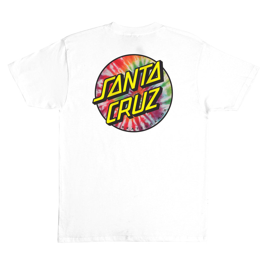 Santa Cruz Tie Dye Dot Chest White Heavyweight S/s Shirt