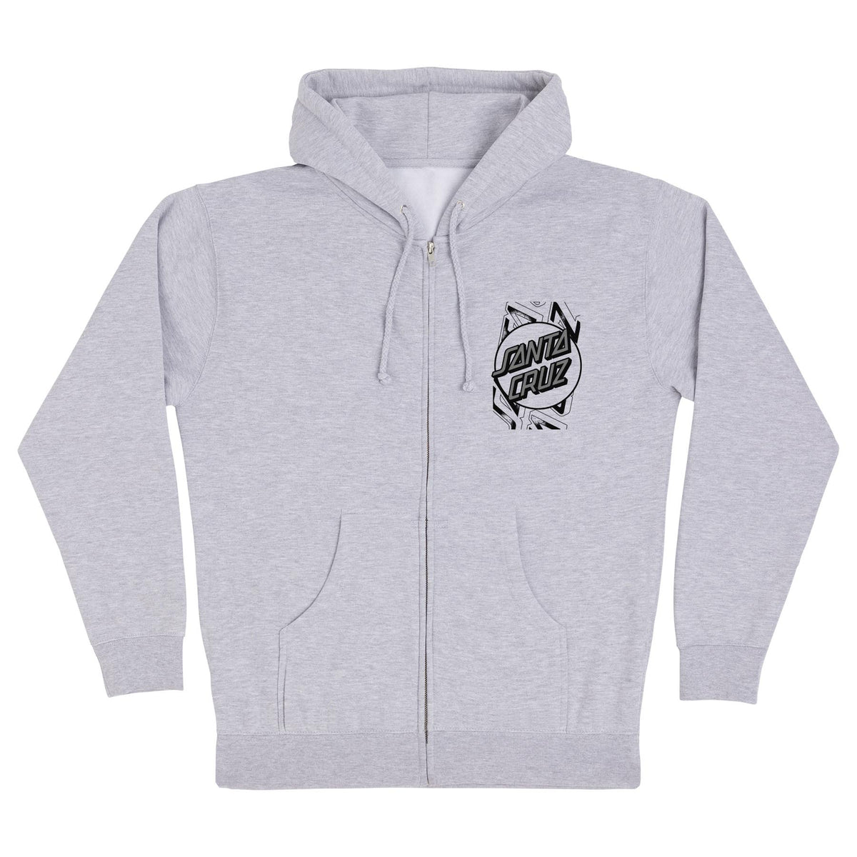Santa Cruz Intersect Oversized Zip Hooded Midweight Sweatshirt Grey Hthr