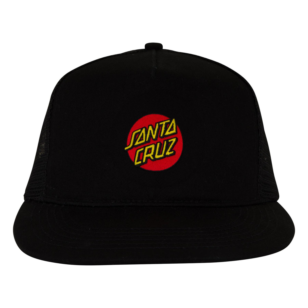 Santa Cruz Embroidered Black Mesh Trucker Snapback Hat