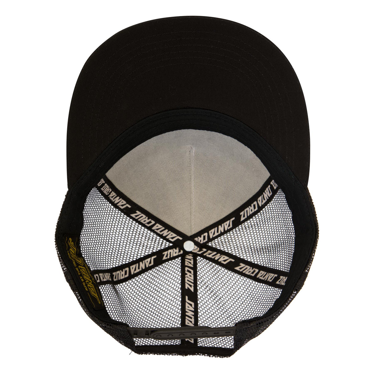 Santa Cruz Embroidered Black Mesh Trucker Snapback Hat