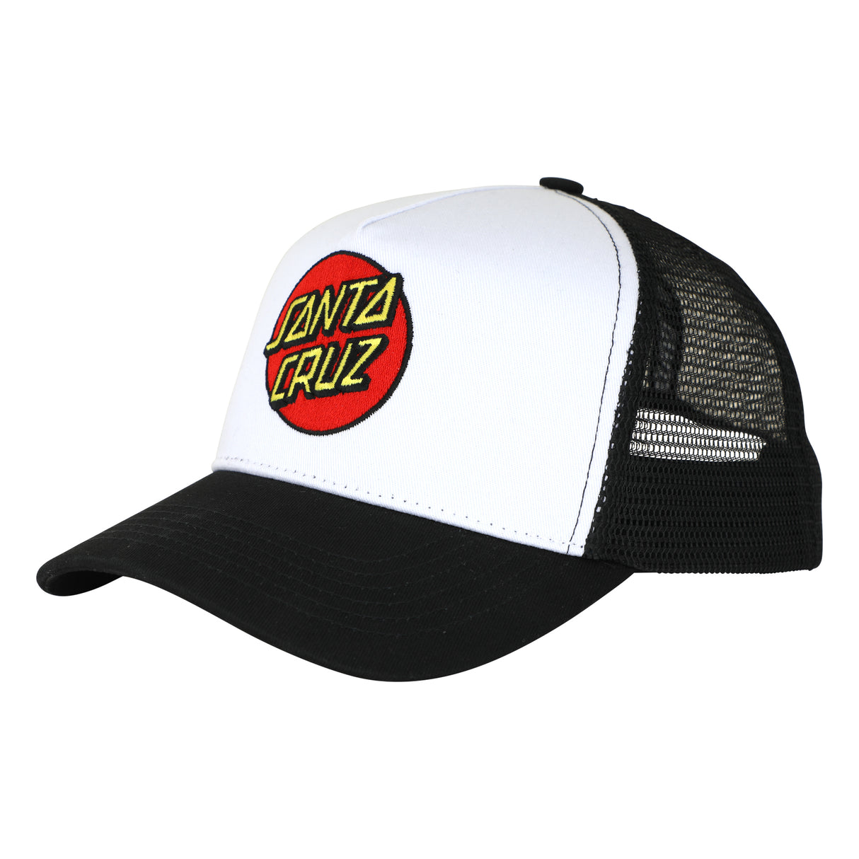 Santa Cruz Classic Dot Mesh Trucker White/Black Youth Hat