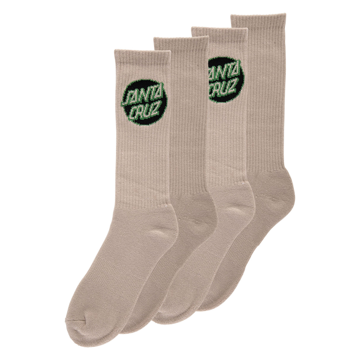 Cruz 2-Pack Crew Socks Tan w/Black 9-11 2 Pairs Mens Santa Cruz