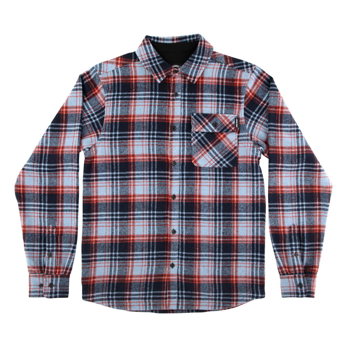 Santa Cruz Classic L/s Flannel Top Blue Plaid