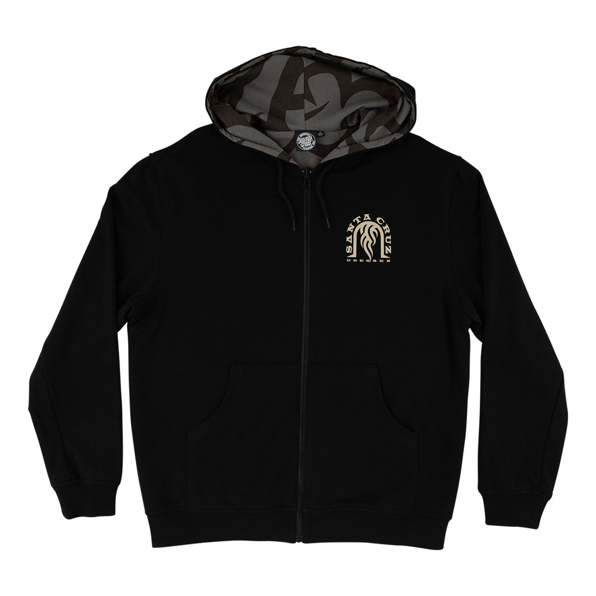 Santa Cruz Dressen Tribal Arch Reversible Zip Hooded Jacket Black