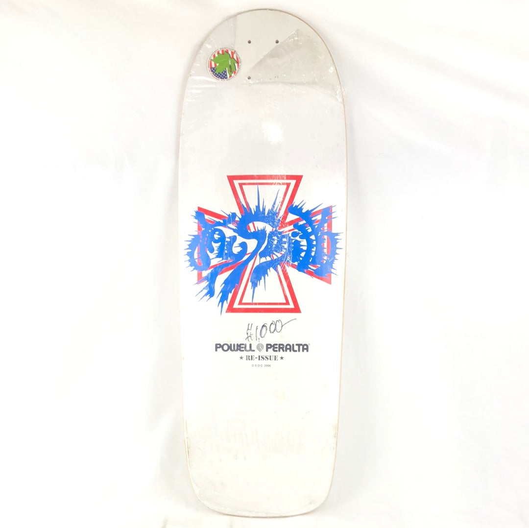 Powell Peralta Jay Smith Cross Logo White/Red/Blue Size 10 Shaped Skateboard Deck