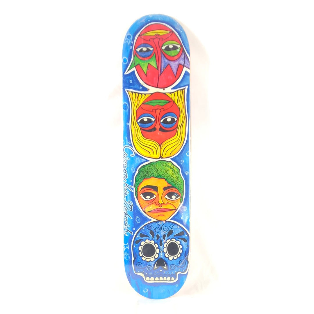 Crimson Kris Markovich Day of the Dead Painting Blue Black White Multi Color Size 7.5" Skateboard Deck