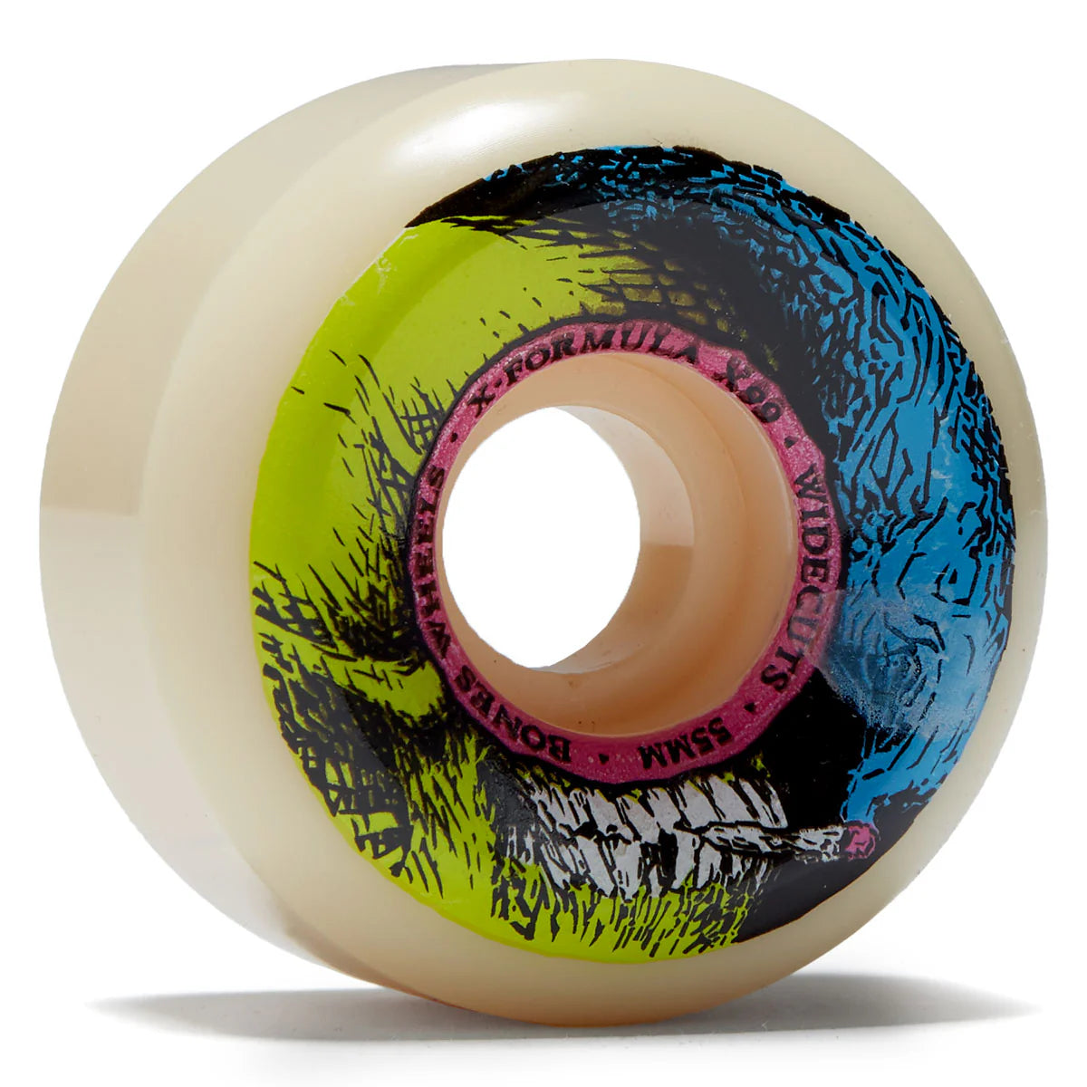Bones Wheels X-Formula Smokin Skull V6 Wide-Cut 55mm 99A Skateboard Wheels