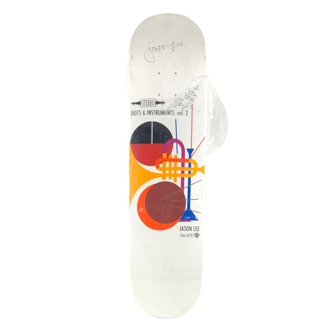 Stereo Jason Lee Autographed Dots & Instruments vol.2 White Size 7.75" Vintage NOS Deck