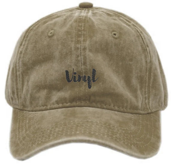 Vinyl Script Khaki Dad Hat