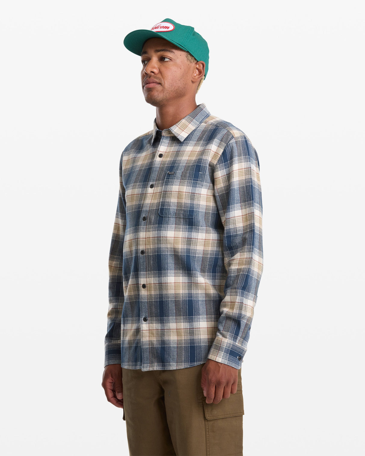 Volcom Caden Plaid Dirty White L/s Button Up Shirt