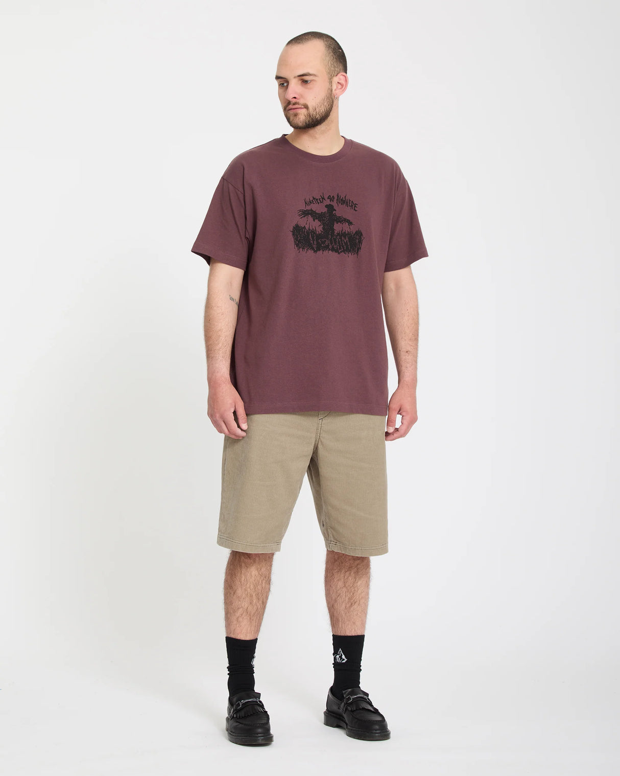 Volcom Freazy Loose Elastic Waist 22" Light Khaki Shorts