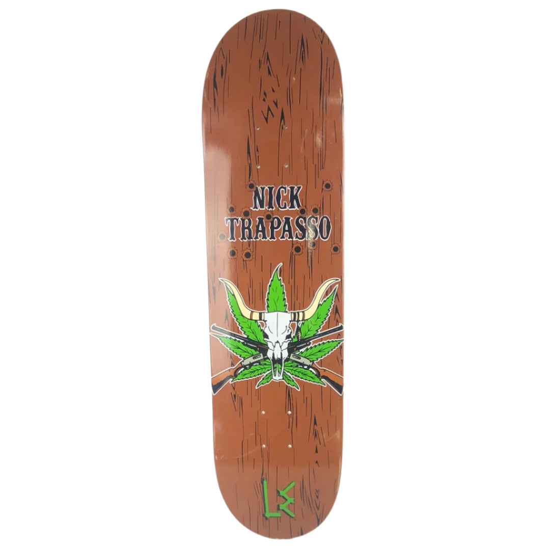 Life Extention Nick Trapasso Shoot Out Brown/Green Size 8.25" Vintage NOS Deck