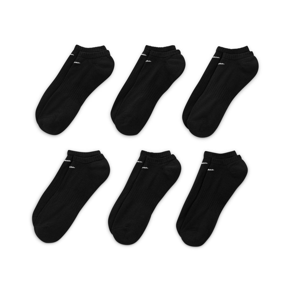 Nike Everyday Plus Cushioned Black/White 6 Pack No Show Socks