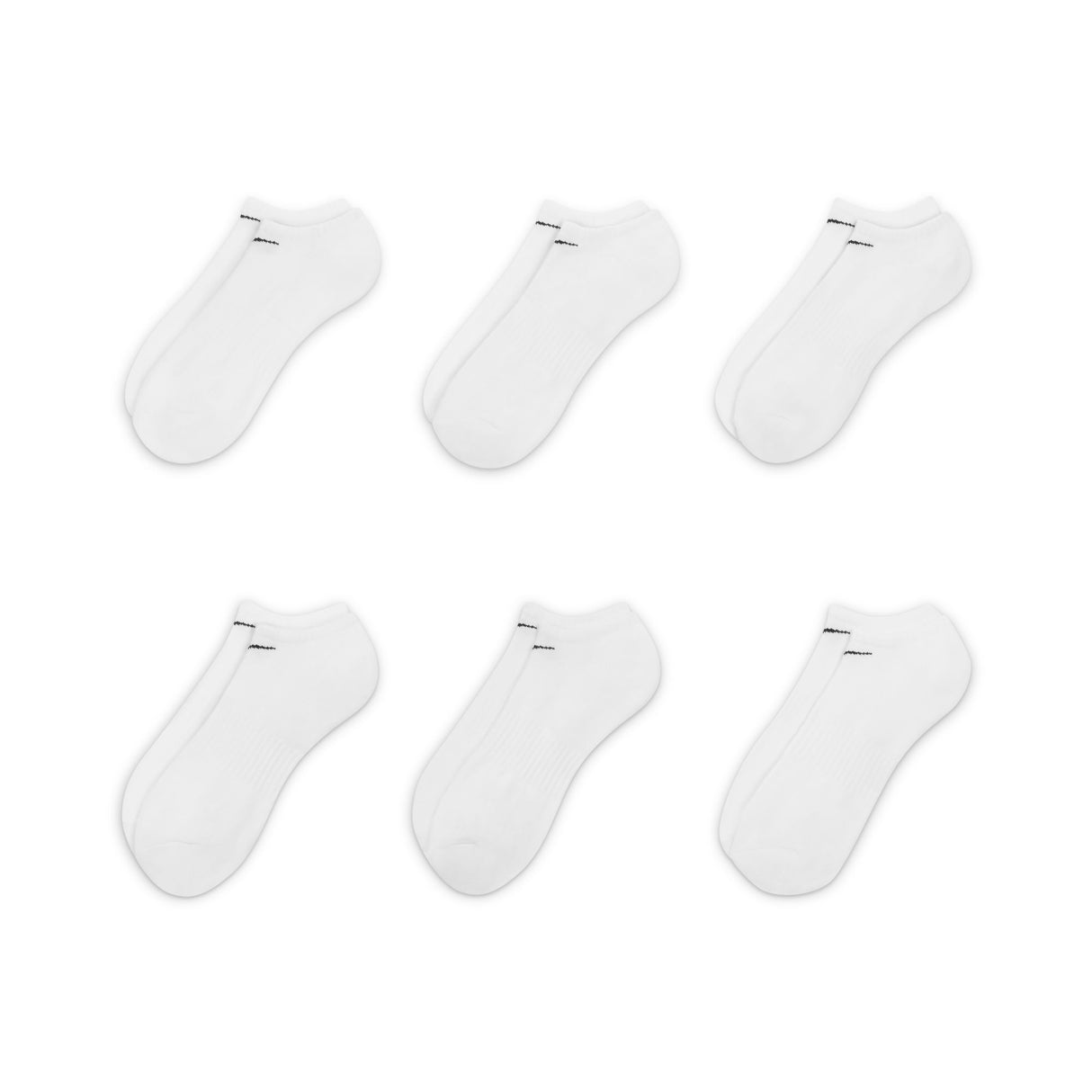 Nike Everyday Plus Cushioned White/Black 6 Pack No Show Socks