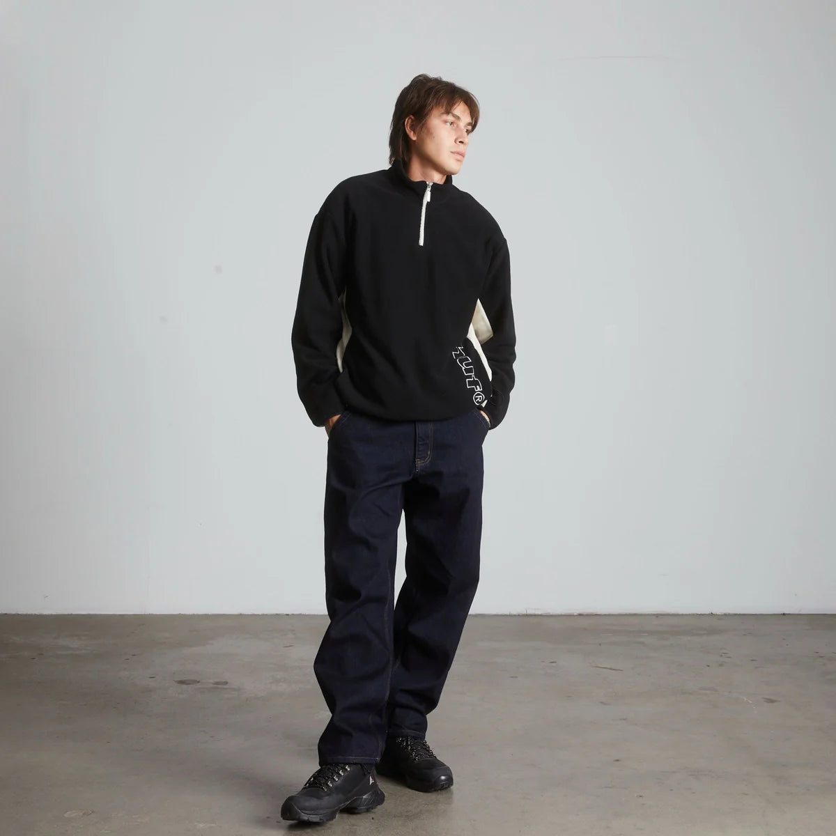 HUF Basecamp Black Quarter Zip Polar Fleece
