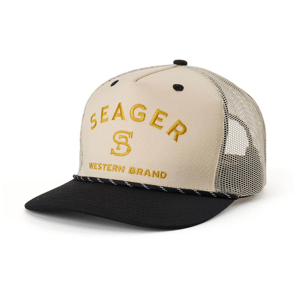 Seager Branded Black/White Trucker Snapback Hat