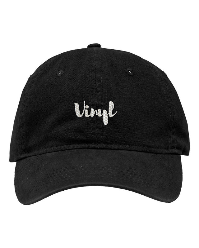 Vinyl Script Black Dad Hat