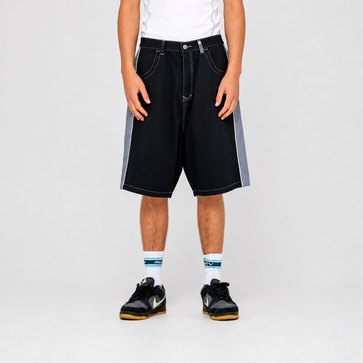 Rusty Flip Daddy Black Taped Baggy Short