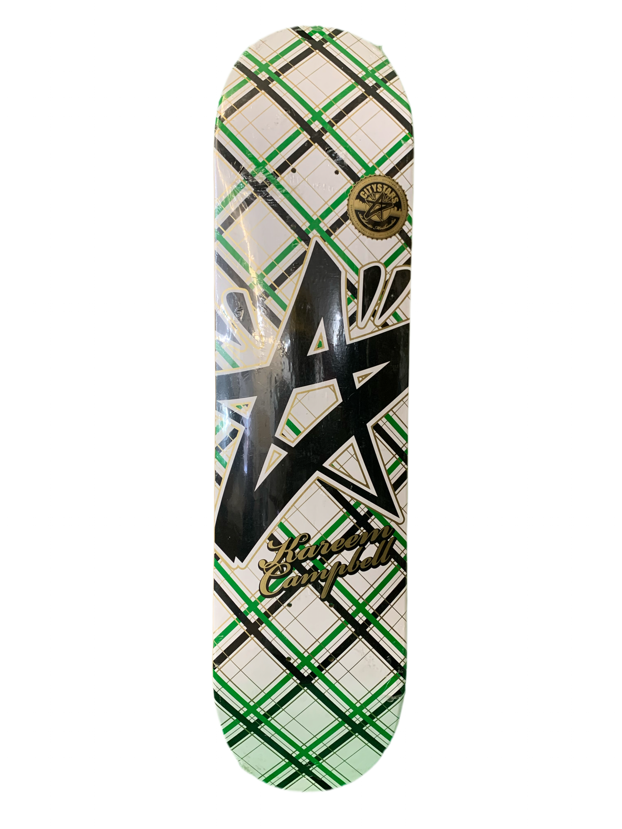 City Stars Kareem Campbell White/Gold 7.6" Classic Skateboard Deck