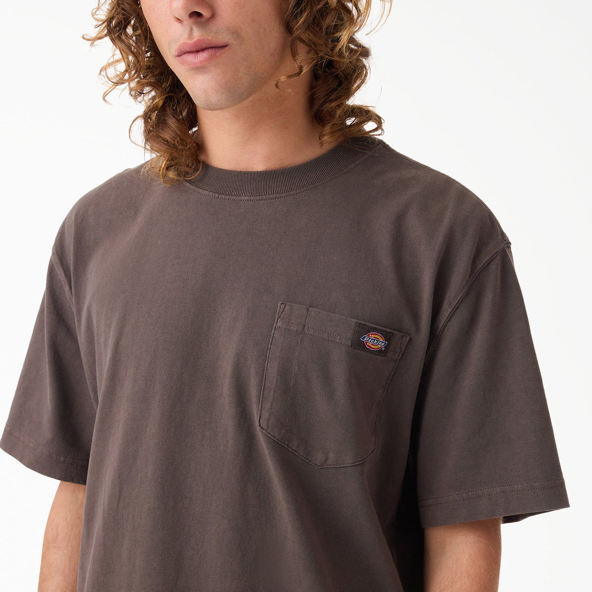 Dickies Worn In Dark Brown Heavyweight Pocket T-Shirt