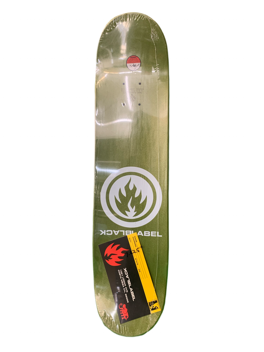 Black Label Flame Skull Logo Green 7.6" Classic Skateboard Deck