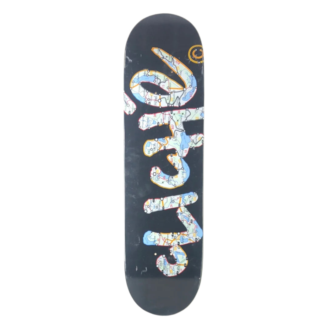 Cliché Map Writing Black/Multi Color Size 8.25" Skateboard Deck