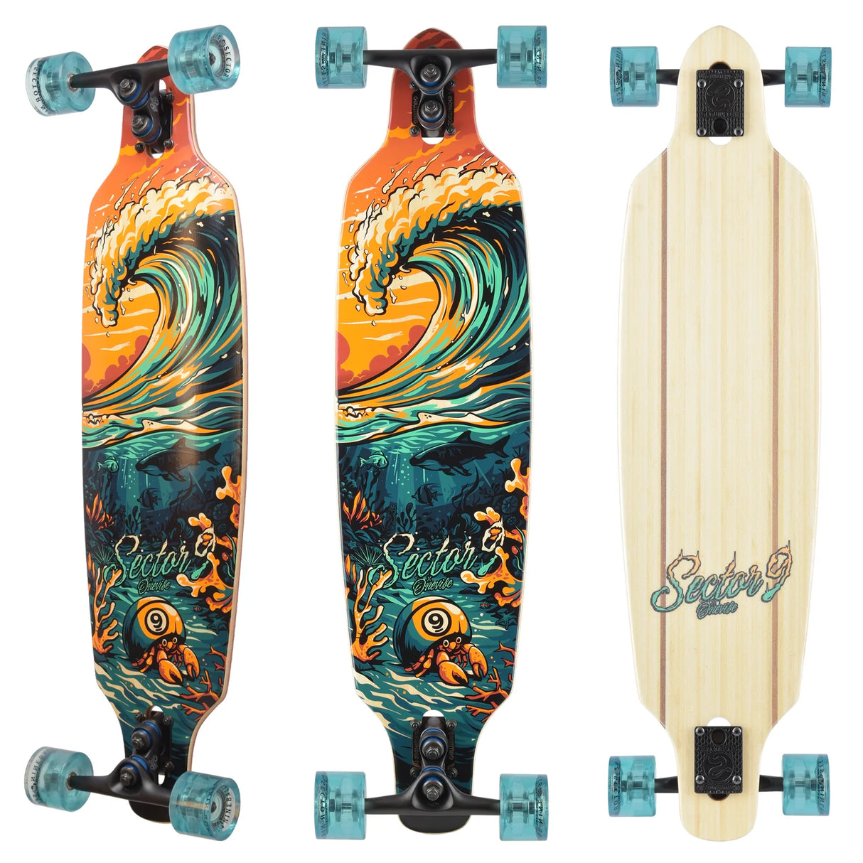 Sector Nine Flipside Fractal 36" x 9" Longboard Complete Skateboard