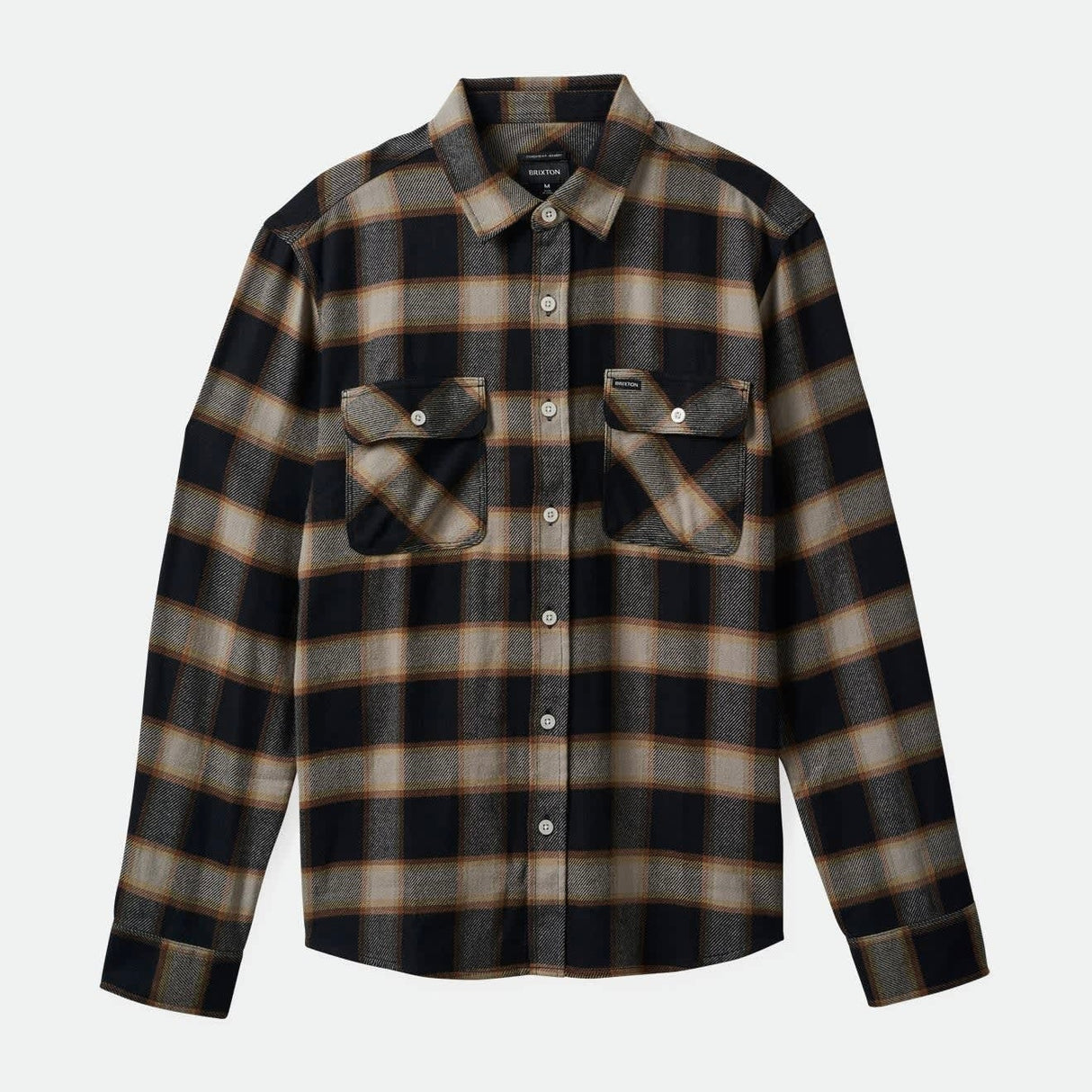 Brixton Bowery Black Cream L/s Flannel Shirt