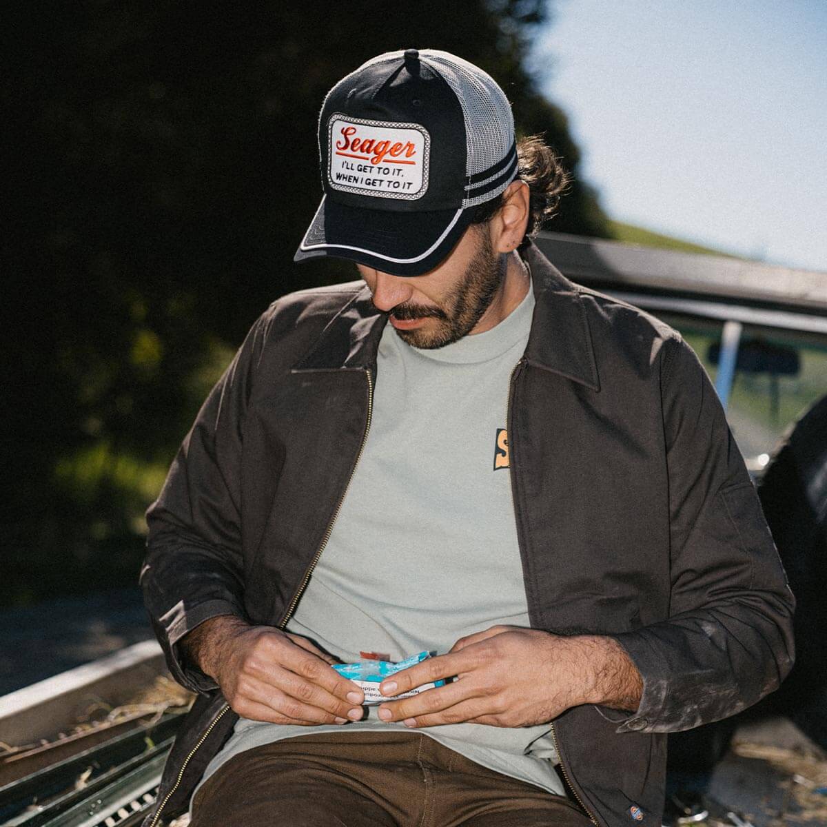 Seager High Noon Black/Cream Trucker Snapback Hat