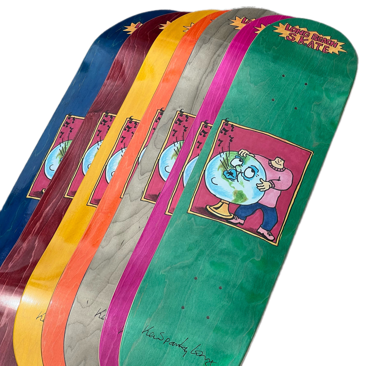 Long Beach Skate Co Postcard From Kevin "Spanky" Long Assorted Stain Skateboard Deck