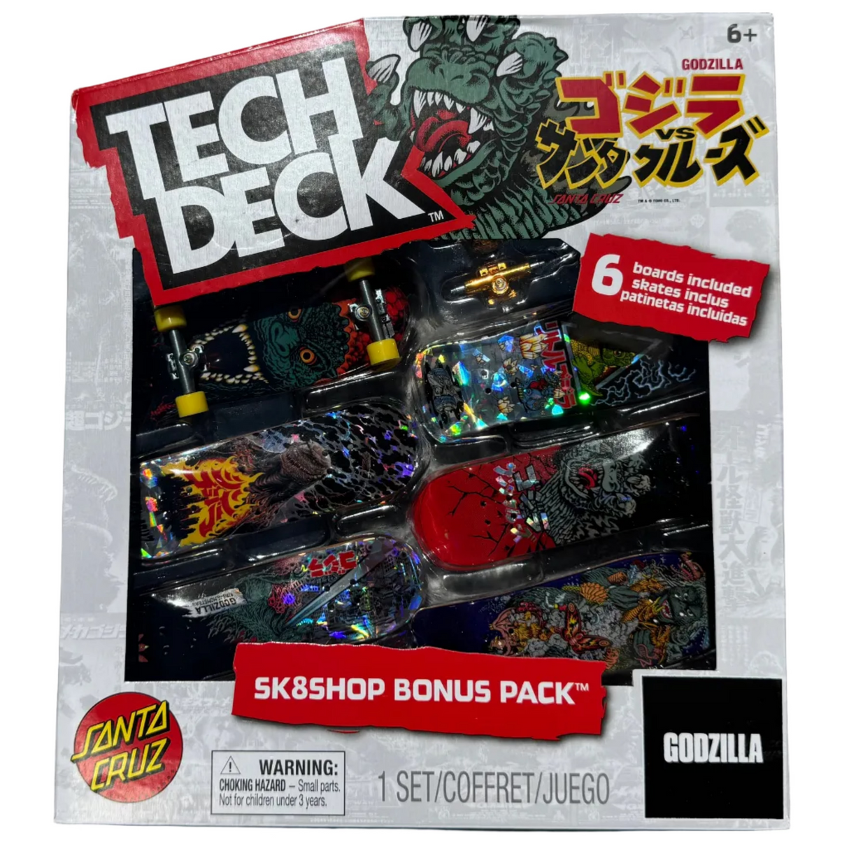 Tech Deck Santa Cruz x Godzilla Sk8shop Bonus Pack Fingerboards