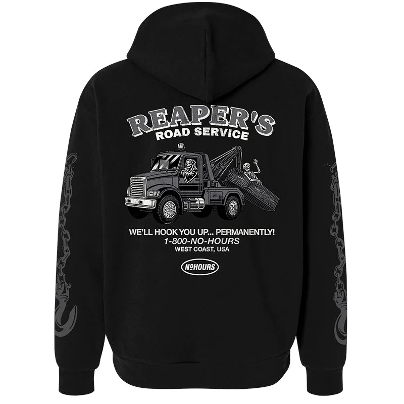 No Hours Road Service Black Hooded Sweatshirt