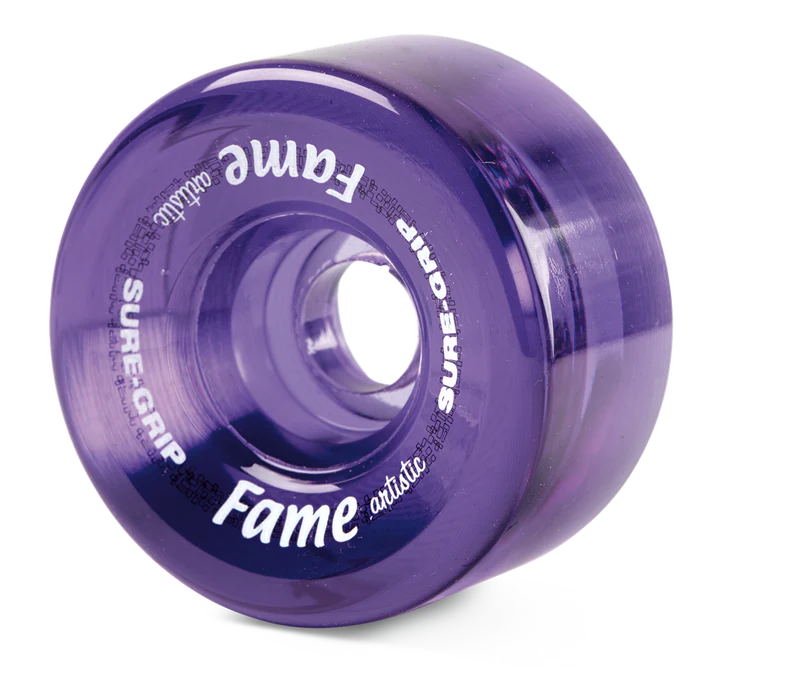 Sure-Grip Fame Artistic 95a 57mm (Set of 8) Clear Purple Roller Skate Wheels