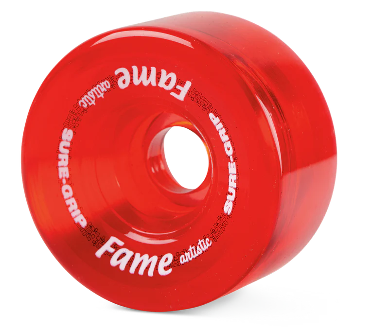 Sure-Grip Fame Artistic 95a 57mm (Set of 8) Clear Red Roller Skate Wheels