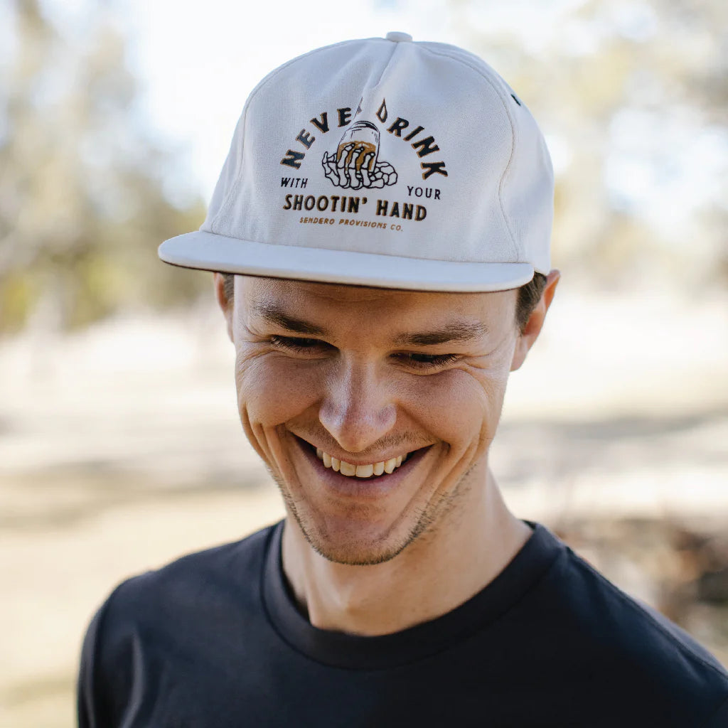 Sendero Shootin' Hand White Strapback Hat