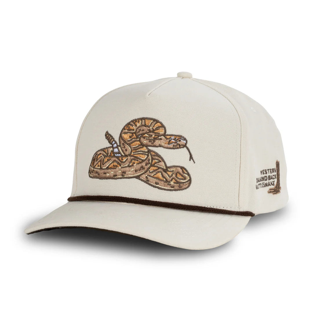 Sendero Rattlesnake Cream 5 Panel Structured Snapback Hat