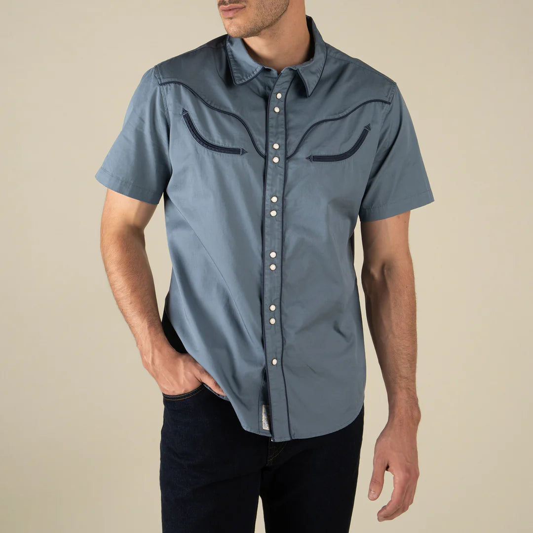 Sendero The Prescott Faded Navy Western S/s Button Up Shirt