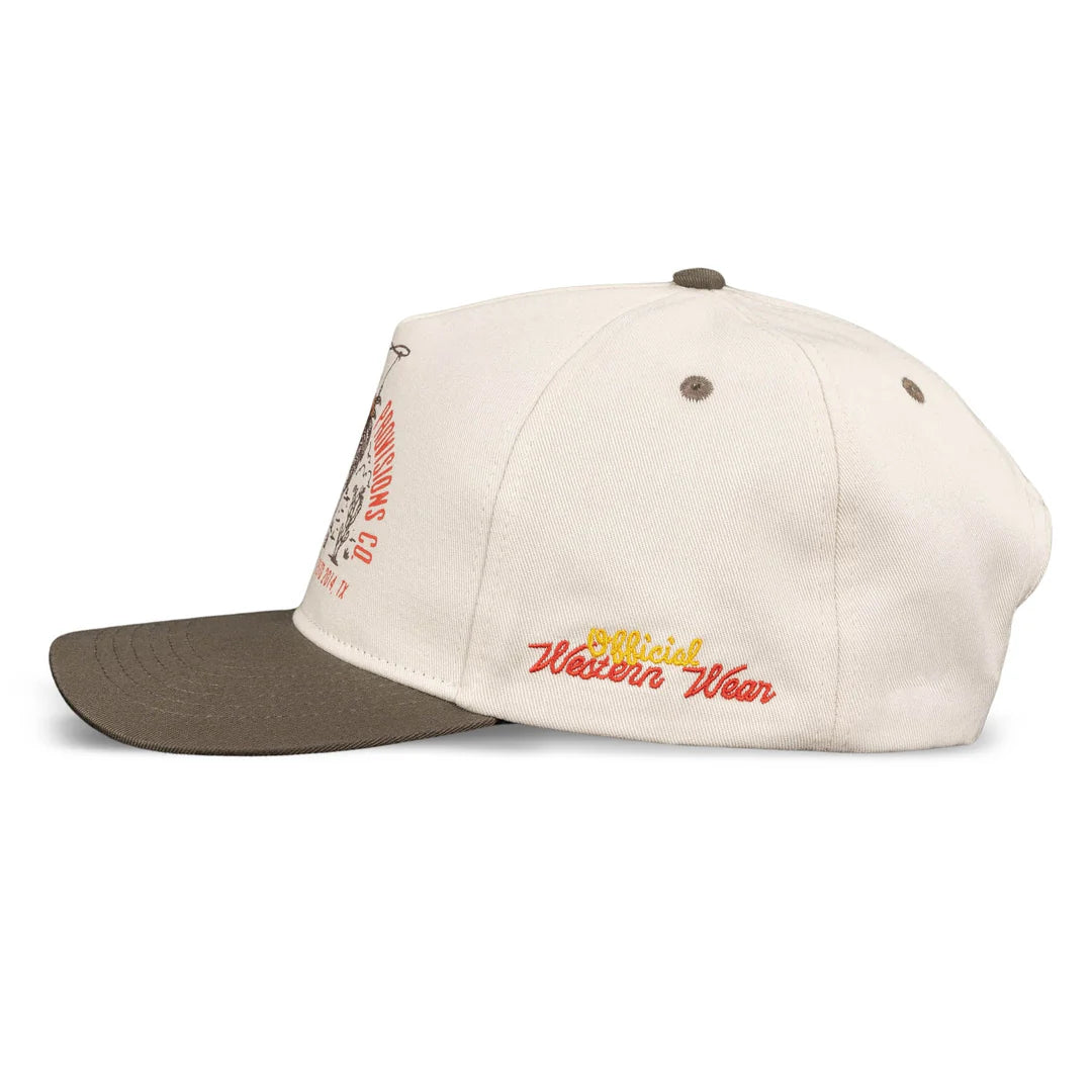 Sendero Official Western White/Brown 5 Panel Structured Snapback Hat